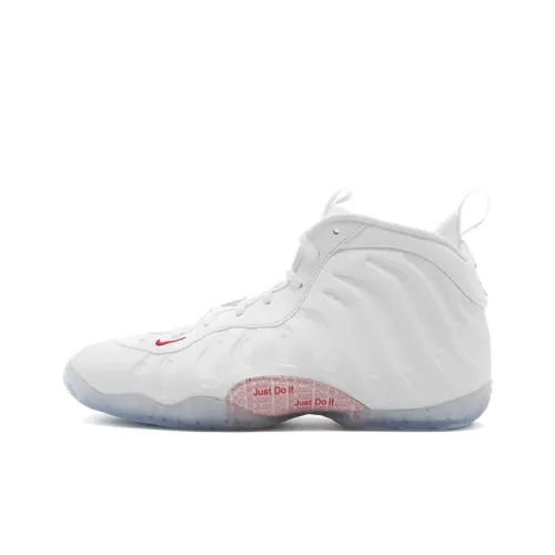 Nike Little Posite One Slip-Resistant Shock Absorbers High Top Children's Basketball Shoes White Red Найк Little Posite One противоскользящие амортизаторы высокий топ детские баскетбольные кроссовки белый и красный