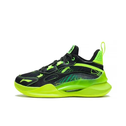 LINING YOUNG Pioneer Spirit TEAM2,5 Амортизация MID Топ Детские Баскетбольные Кроссовки Черный Неон Зеленый Подростки