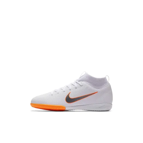 nike Slip-Resistant Shock Absorbers с устойчивостью к истиранию MID топ для помещений футбольные бутсы белый и оранжевый детский