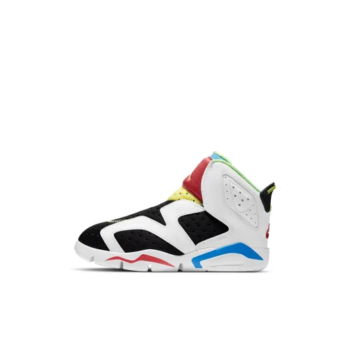 Jordan Air Jordan 6 High Топ Детские Баскетбольные Кроссовки Белый Красный Синий Детские Возраст 3-7 Лет