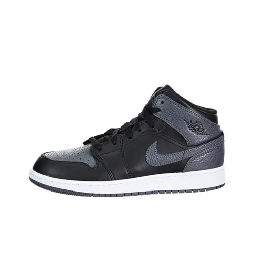 Jordan Air Jordan 1 MID Черный MID Топ Детские Баскетбольные Кроссовки Черный Подростки