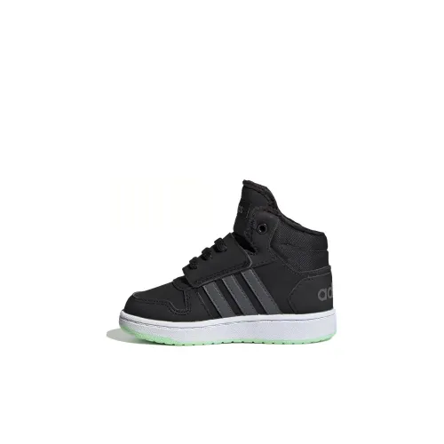 Adidas Neo Hoops 2,0 Slip-Resistant MID Топ Обувь для малышей Черный Белый Зеленый Infant And Toddler