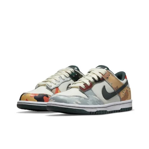 NIKE Dunk SE 'Парус MULTI CAMO' Устойчивый к истиранию Низкий Топ Детские Скейтбординги Камуфляж