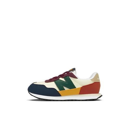 New Balance NB 237 Амортизация Износостойкий Низкий Топ Детская Беговая Обувь Бежевый Циан Желтый Для Детей Возрастом 3-7 Лет