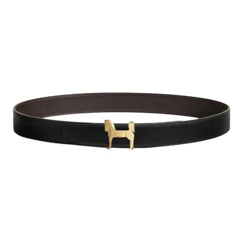 HERMES Телячья кожа Кожаные ремни Мужской Черный Ширина 3,2CM