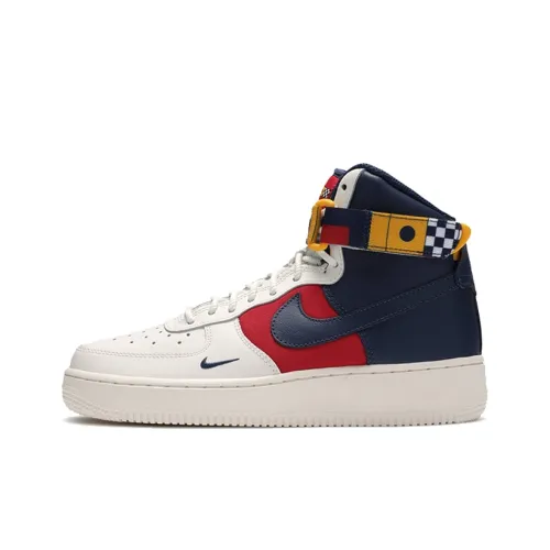 Nike Air FORCE 1 High Топ Детские Скейтбординги Красный Белый Синий