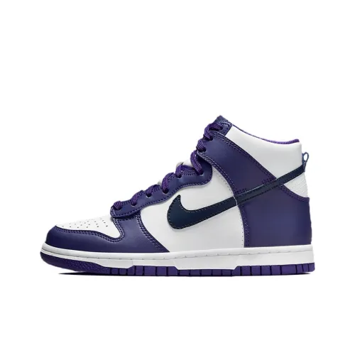 Nike Dunk High Slip Resistant Abrasion Resistant High Топ Детские Скейтбординги Белый Фиолетовый