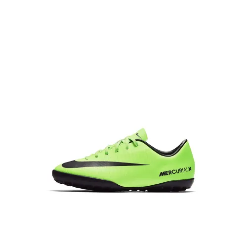 Nike Mercurial Slip Resistant Shock Absorbers с антискользящими свойствами и устойчивыми к истиранию низкий топ футбольные бутсы зеленый черный детский