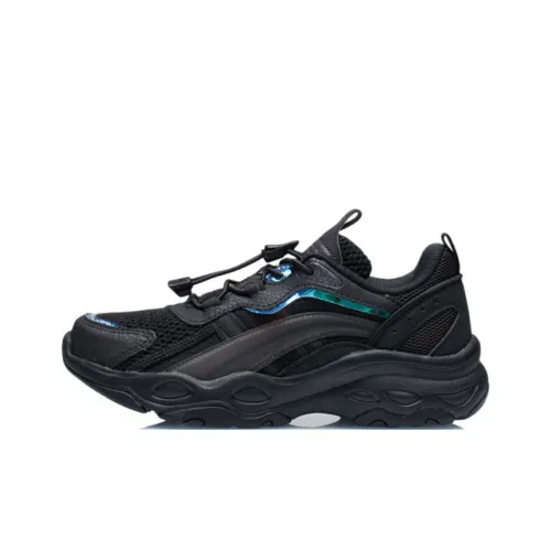 LINING YOUNG Aurora Модный V2 Противоскользящий и Дышащий Низкий Топ Детская Беговая Обувь Черная