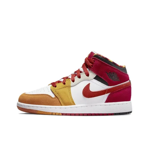 Jordan Air Jordan 1 Детские баскетбольные кроссовки MID Топ Школьный возраст