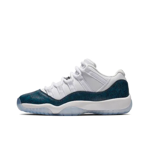Jordan 11 Low 'Темно-синий Snakeskin' Амортизация Низкий Топ Детские Баскетбольные Кроссовки Сине-белый