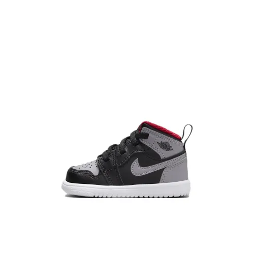 Jordan Air Jordan 1 MID Alt Износостойкий Дышащий MID Топ Обувь для малышей Черный Серый Infant And Toddler