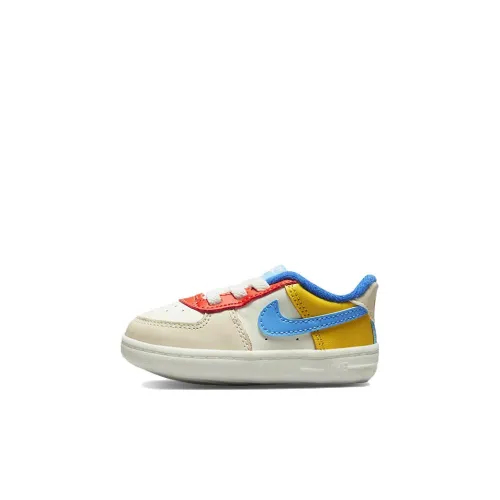 Nike FORCE 1 Slip Resistant Abrasion Resistant Легкий Низкий Топ Обувь для малышей Белый и синий цвет Infant And Toddler