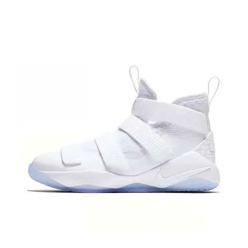 Nike Zoom Soldier 11 Амортизация Износостойкий MID Топ Детские Баскетбольные Кроссовки Белый Подростки