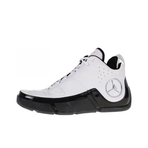 Jordan Enhancer Амортизация Износостойкий MID Топ Баскетбольные кроссовки Мужской Черный Белый