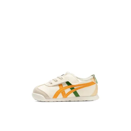 Onitsuka Tiger MEXICO 66 Устойчивые к истиранию низкие беговые кроссовки Бежево-желтые для малышей и детей младшего возраста