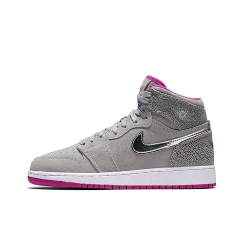Jordan Air Jordan 1 Ретро High Maya MOORE MID Топ Детские Баскетбольные кроссовки Серый Розовый Подростки