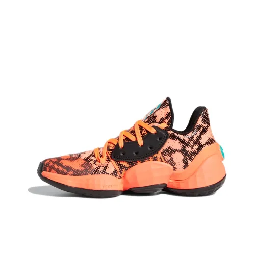Adidas Harden Vol. 4 J Устойчивые к истиранию низкие баскетбольные кроссовки Апельсин Подростки