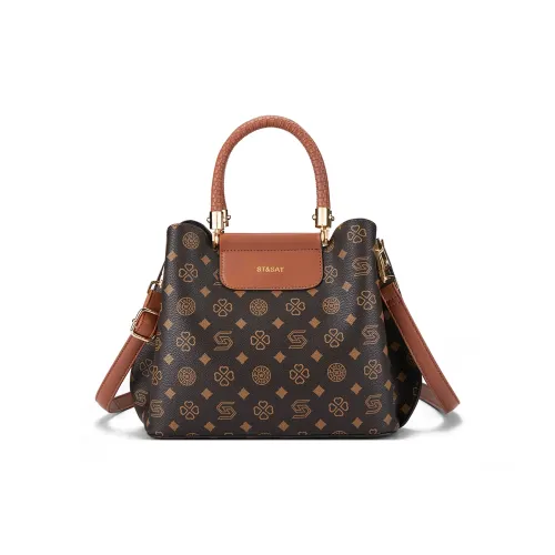 ST SAT Синтетическая кожа Одно плечо Через плечо Портативный Mom Женская сумка Обычный Женские Кофе Экрю