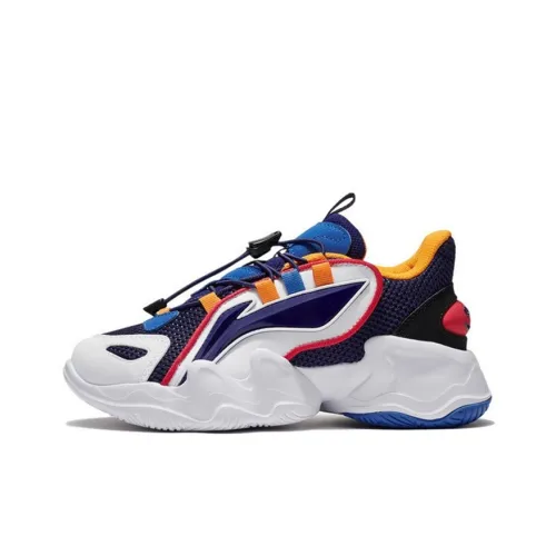 LINING YOUNG Kunpeng Slip Resistant And Дышащий Низкий Топ KIDS Lifestyle Shoes Белый Синий