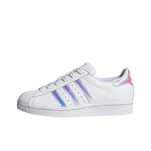 Adidas Originals Superstar J Устойчивые к истиранию низкие скейтборд-кроссовки Белый Розовый Фиолетовый