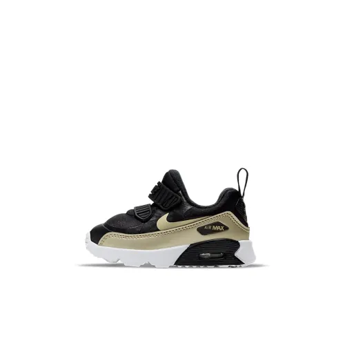 Nike Air Max 90 Tiny BT Low Топ Обувь для малышей Черный золотой Infant And Toddler