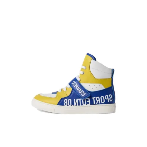 DSQUARED 2 Детские Скейтбординги Высокие Топы Желто-Синие Kids