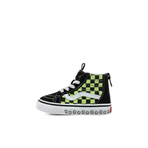 Vans SK8 Zip High Топ Обувь для малышей Черный Зеленый Шахматный узор Infant и Toddler