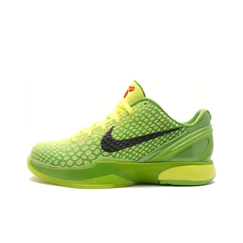 Nike Zoom Kobe 6 Амортизация Износостойкий Низкий Топ Детские Баскетбольные Кроссовки Неоново-зеленый Подростки