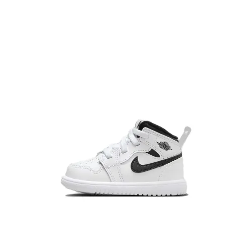 Jordan Air Jordan 1 MID Alt Slip Resistant Abrasion Resistant High Топ Обувь для малышей Белый черный Infant And Toddler