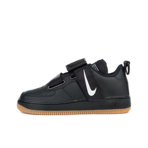 Nike Air Force 1 Slip Resistant Abrasion Resistant Низкий Топ Детские Скейтбординги Черный Белый Подростки