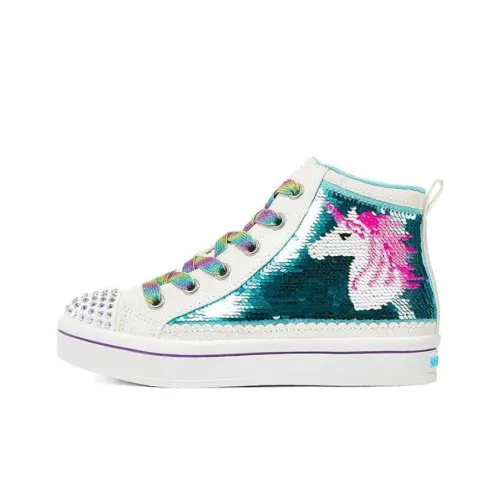 Skechers Twi Lites 2,0 High Топ Детские Скейтбординги Сине-белый Подростки