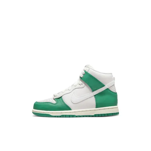 nike Dunk High Топ Детские Скейтбординги Бело-зеленый Children Возраст 3-7 лет