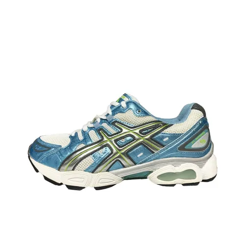 Asics Гель Nimbus 9 Устойчивый к истиранию Низкий Топ Беговые кроссовки Белый Синий Подростки