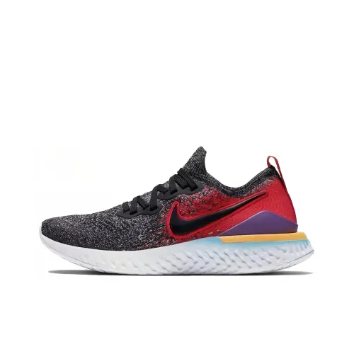 Nike Epic React Flyknit 2 Амортизация Низкий Топ Детские Беговые Кроссовки Черный Красный Подростки