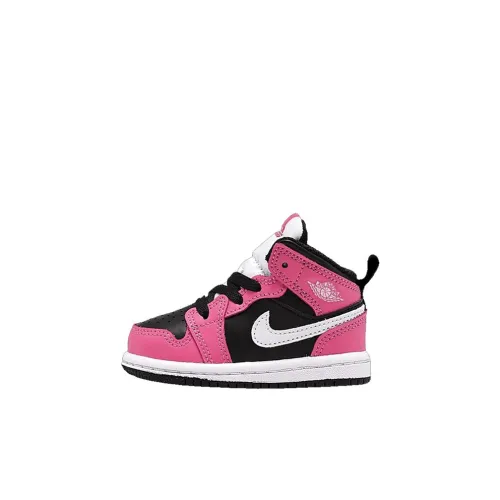 Jordan Air Jordan 1 MID Топ Баскетбольные кроссовки Розовый черный Для малышей и детей младшего возраста