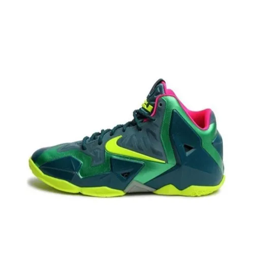 Nike Lebron 11 T RE Нескользящий Легкий MID Топ Детские Баскетбольные Кроссовки Сосновый Зеленый Подростки