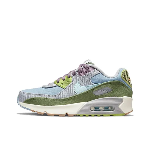 Nike Air Max 90 Low Топ Детские беговые кроссовки Сине-зеленый Подростки
