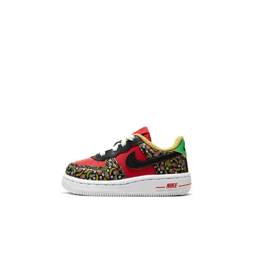 Nike Air Force 1 Slip Resistant Abrasion Resistant Balance Lightweight Низкий топ Обувь для малышей Черный Красный