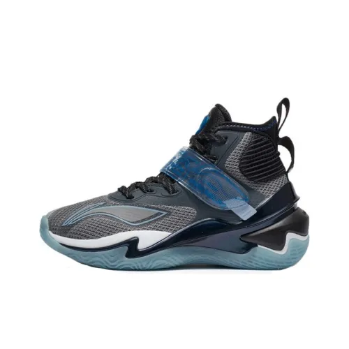 LINING Устойчивые к истиранию Высокие Баскетбольные кроссовки для игры Аврора синий Подростки