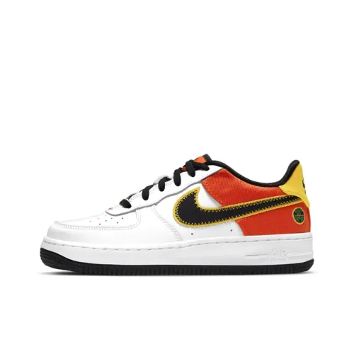Nike Air FORCE 1 LV8 'Raygun' Низкий Топ Детский Скейтбординг Белый Черный Оранжевый