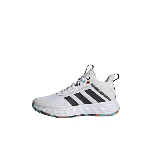 Adidas OwnTheGame 2,0 Устойчивый к истиранию Нижний слой Устойчивый к удару MID Баскетбольные кроссовки для игры Белый черный Детский