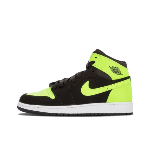 Jordan Air Jordan 1 Амортизаторы Slip-resistant High Top Детские баскетбольные кроссовки Neon Green Подростки