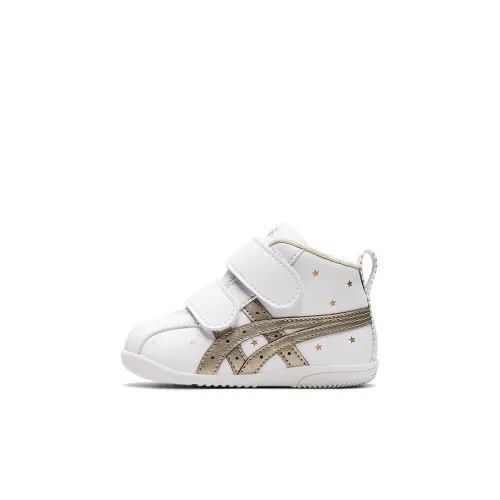 Asics Дышащий Anti KICK Устойчивый к истиранию MID Топ Обувь для малышей Белый золотой Infant и Toddler