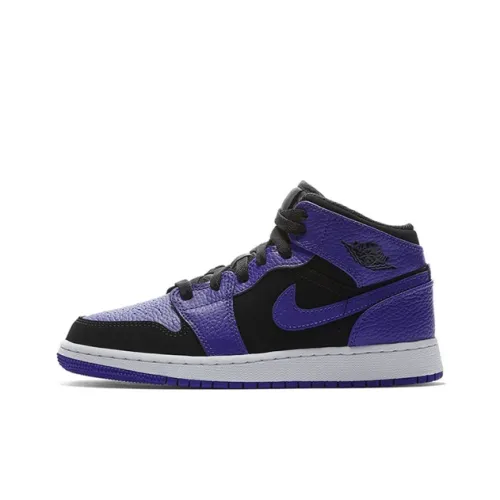 Jordan Air Jordan 1 MID 'Черный Темный Concord' MID Топ Детские Баскетбольные Кроссовки Черный Фиолетовый Подростки