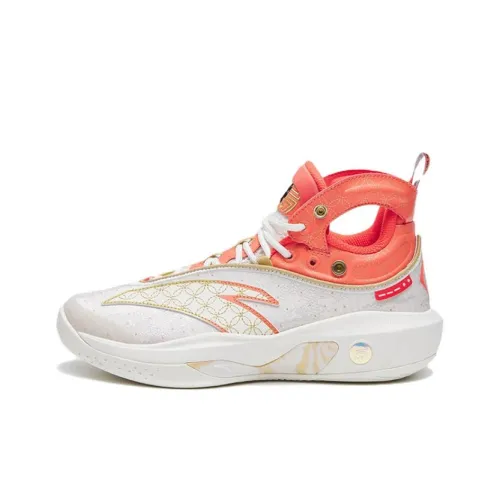 ANTA KT8 Износостойкие Высокие Детские Баскетбольные Кроссовки Белый Красный Золотой
