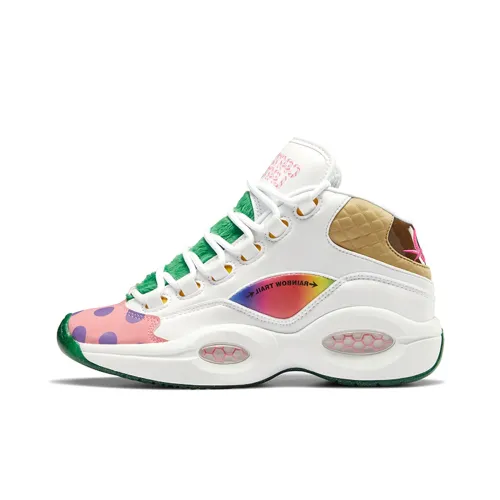 Reebok совместный бренд Question Mid Баскетбольные кроссовки Топ Белый Зеленый Подростки