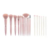 Набор из 6 кистей для теней + 12 матовых розово-золотых оттенков