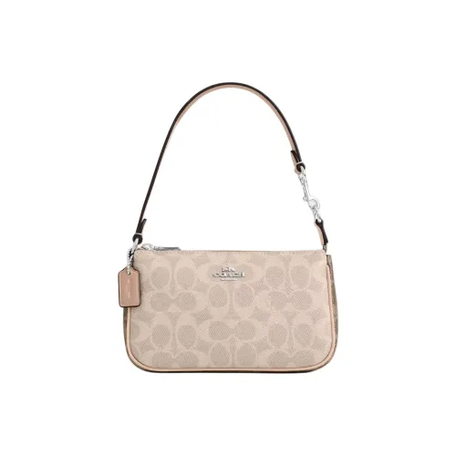 COACH Nolita Покрытый холст Портативная Сумка через плечо Маленькая Женский Песочный и Тауповый Многоцветный