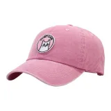 Светло-розовый круглый ярлык кошка